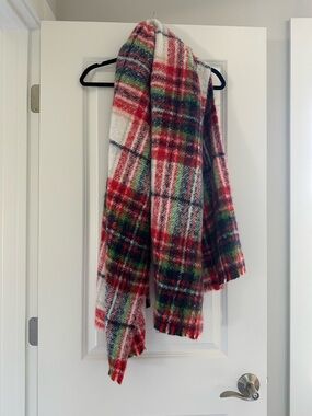 aerie Red, Green & White Plaid Holiday Scarf